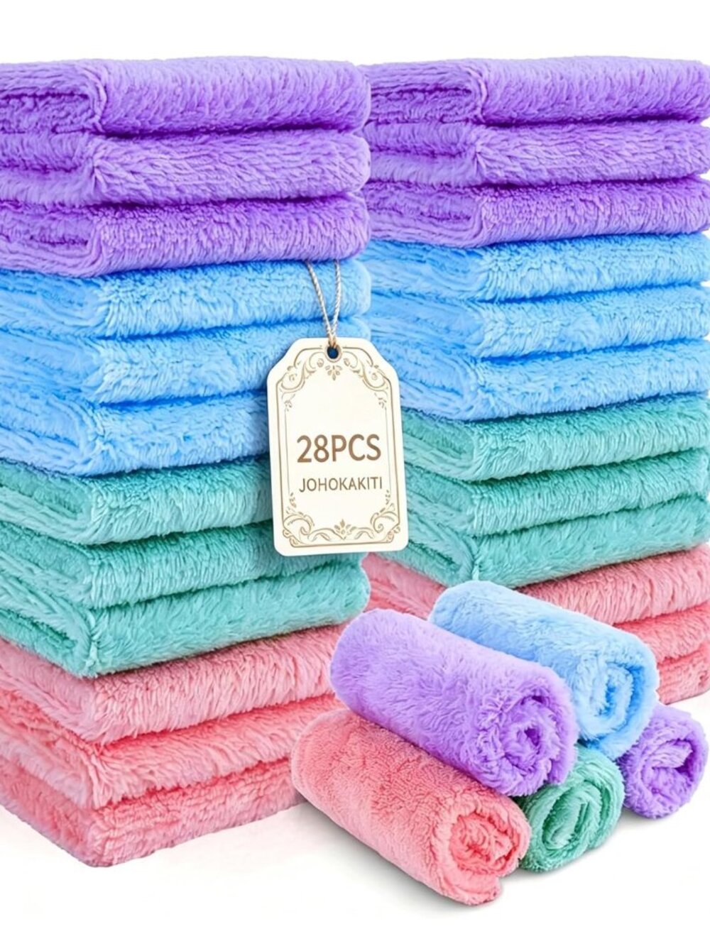 28-Pack Makeup Remover Cloths | Reusable Coral Velvet Microfiber Face Cleansing